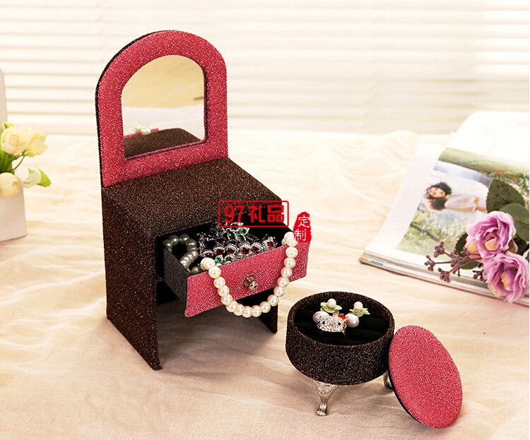 公主歐式 首飾盒高檔戒指項(xiàng)鏈桌面手飾品收納盒定制公司廣告禮品