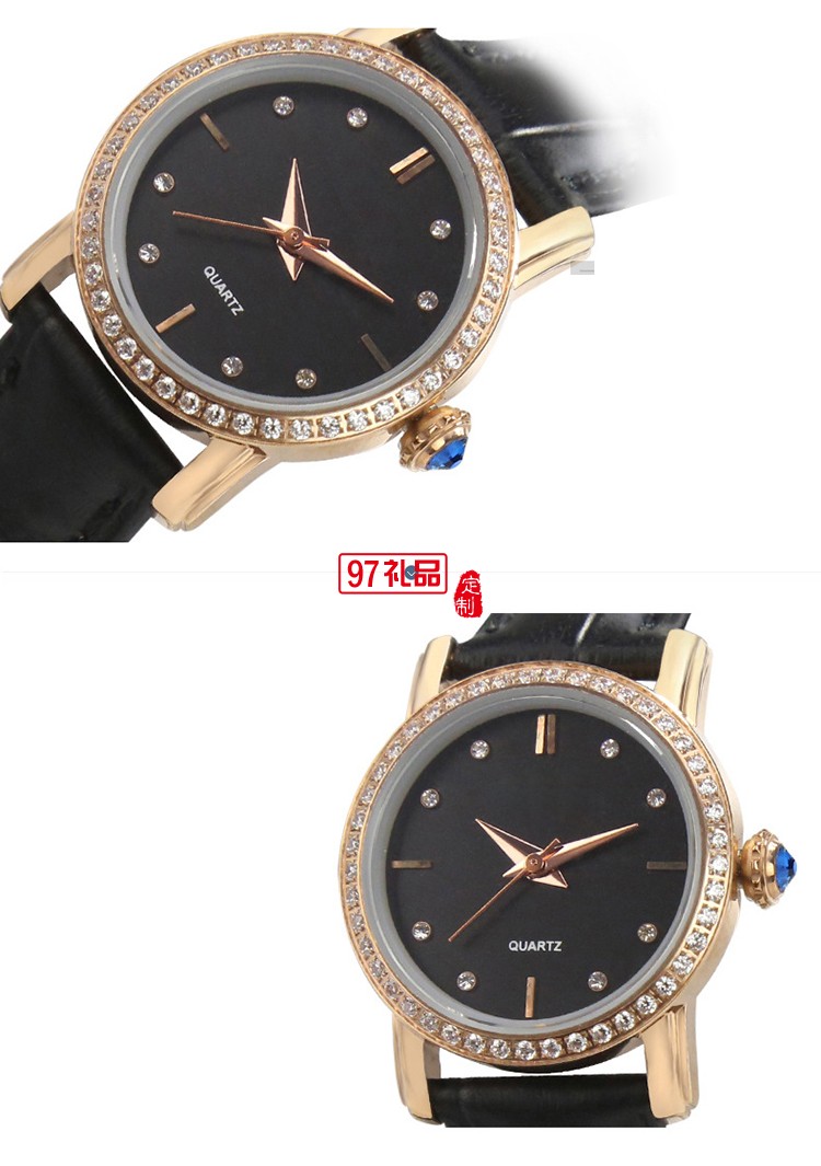高檔鑲鉆真皮女士機(jī)械手表