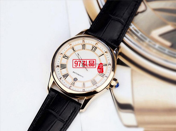 中國銀行商務(wù)禮品定制 機械男士真皮手表