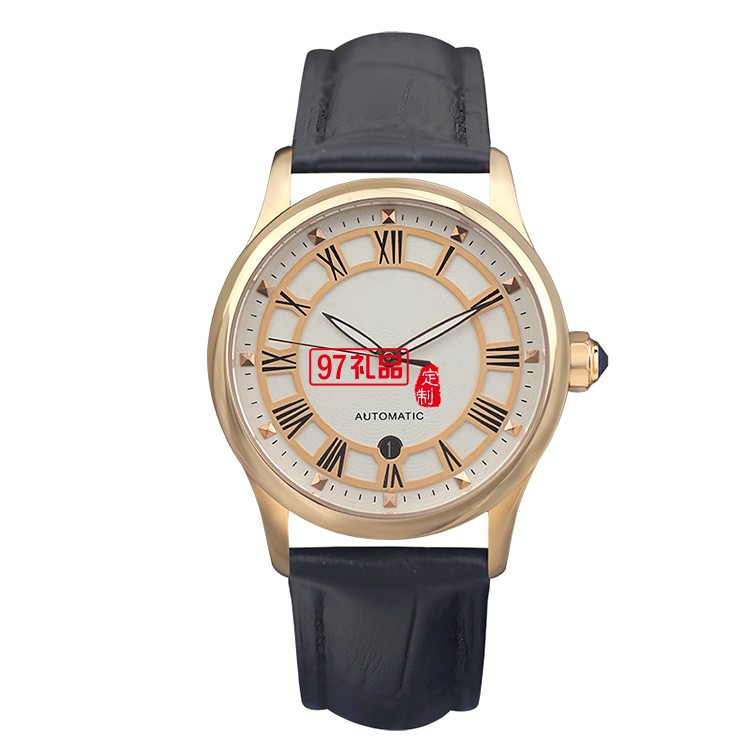 中國銀行商務(wù)禮品定制 機械男士真皮手表