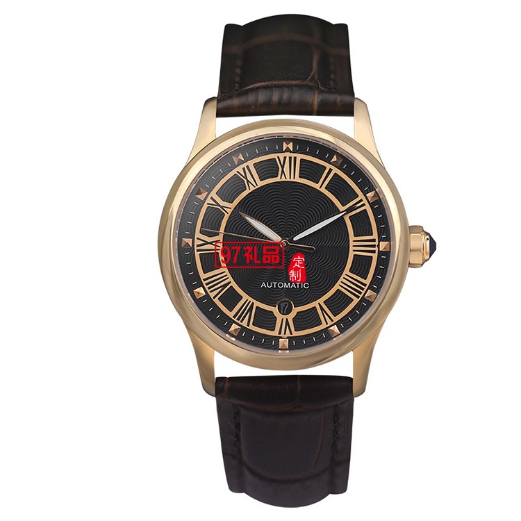 中國銀行商務(wù)禮品定制 機械男士真皮手表