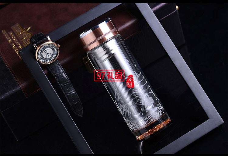 雙層韓式玻璃杯 商務(wù)玻璃杯 會(huì)議茶杯