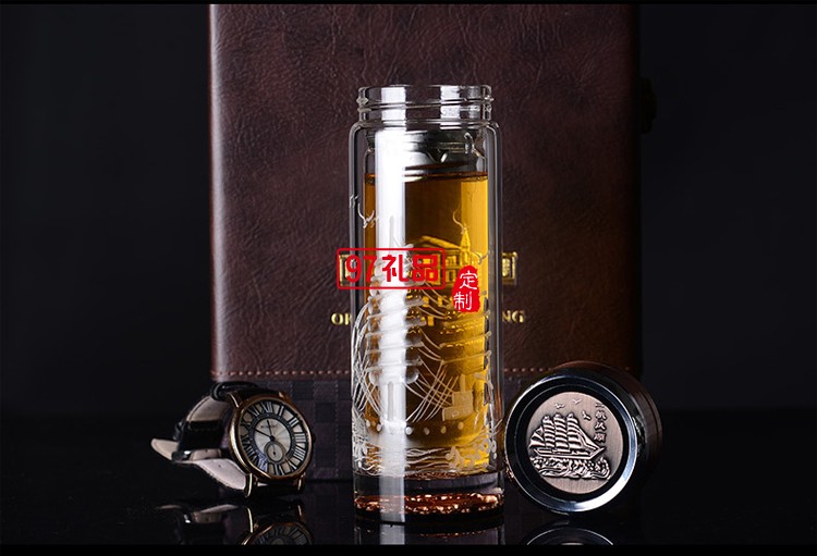 雙層韓式玻璃杯 商務(wù)玻璃杯 會(huì)議茶杯
