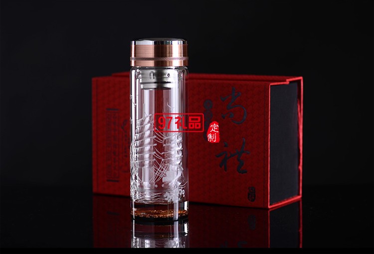 雙層韓式玻璃杯 商務(wù)玻璃杯 會(huì)議茶杯