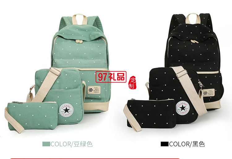 文藝范雙肩帆布背包_校園禮品可愛(ài)學(xué)生書(shū)包_可印制logo