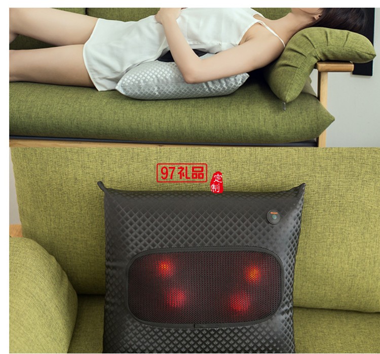 無(wú)線充電靠枕便攜按摩靠枕車載居家兩用定制公司廣告禮品
