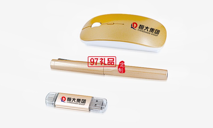 企業(yè)年會定制手機(jī)U盤筆鼠標(biāo)實用套裝  恒大案例