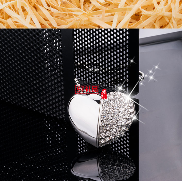 珠寶金屬心形U盤(pán) 鉆石U盤(pán) 情侶禮品U盤(pán) 可定制LOGO