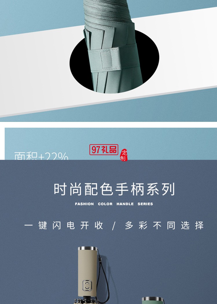 十二骨三折全自動雨傘定制加印logo廣告雨傘商務黑膠遮陽傘