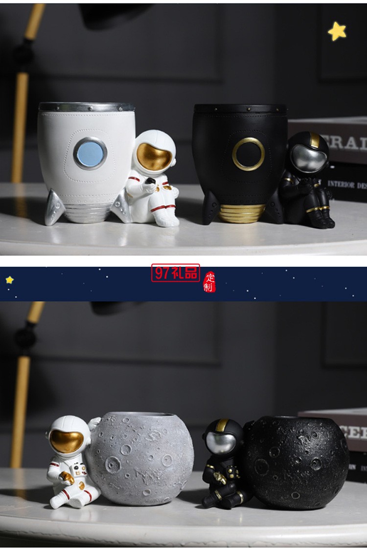 創(chuàng)意時(shí)尚北歐宇航員筆筒多功能桌面收納盒可愛兒童卡通太空人擺件