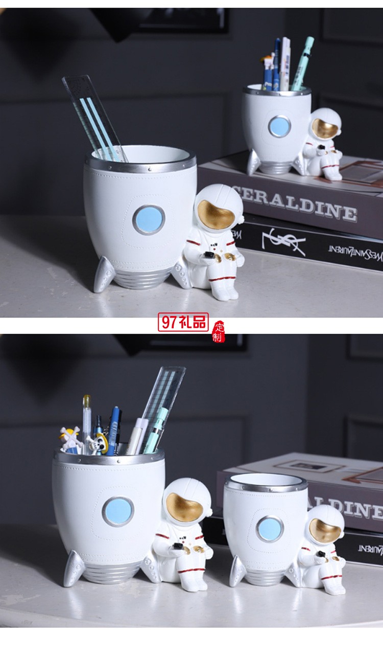 創(chuàng)意時(shí)尚北歐宇航員筆筒多功能桌面收納盒可愛兒童卡通太空人擺件