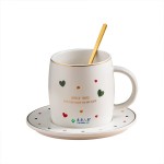 泰康人壽定制 簡約歐式描金桃心咖啡杯碟陶瓷杯馬克杯 可定制logo