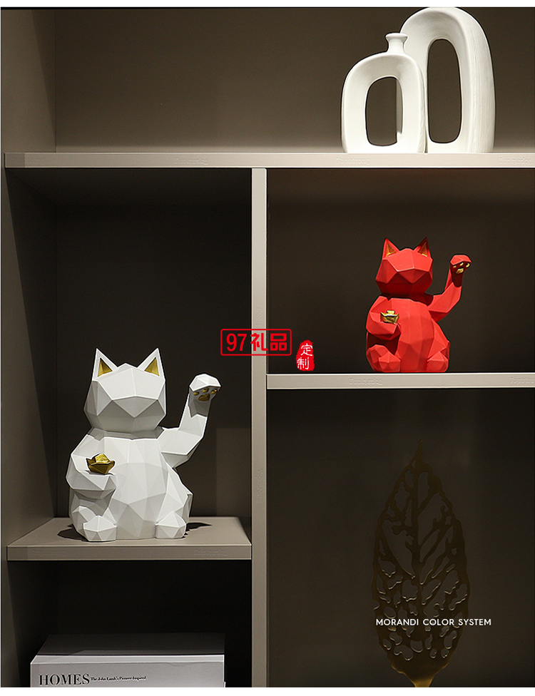 北歐現(xiàn)代招財(cái)貓樹脂擺件