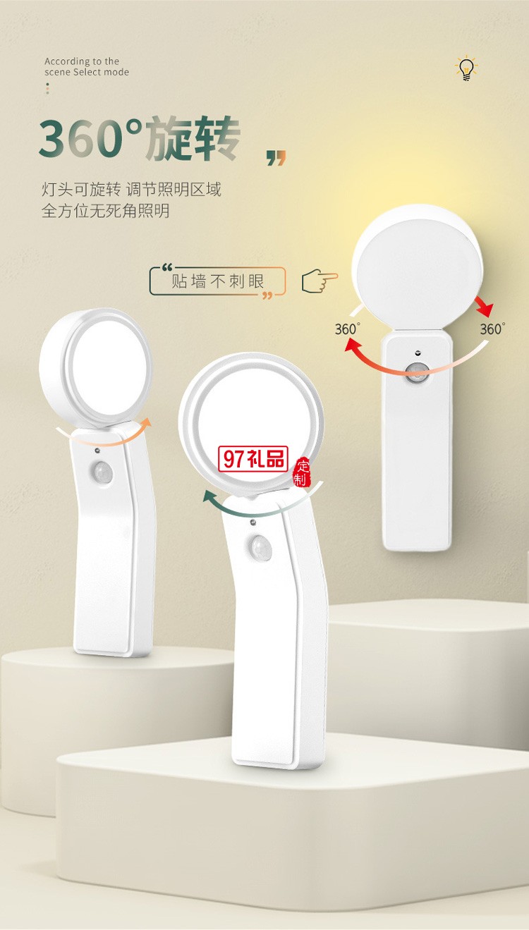 新品LED智能人體感應(yīng)燈小夜燈充電臺(tái)燈樓過(guò)道衣櫥臥室床頭燈