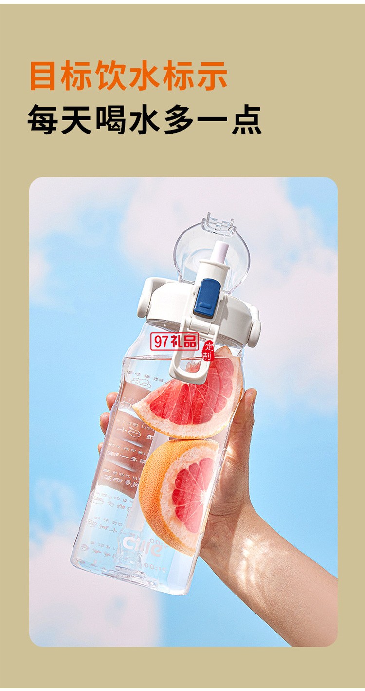 希樂(lè)大容量塑料水杯學(xué)生吸管戶外運(yùn)動(dòng)水壺禮品杯子定制