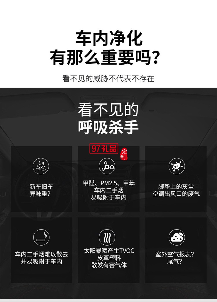 新品空氣凈化器弧形車載空氣清新過(guò)濾 負(fù)離子過(guò)濾殺菌多用