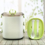 韓式三層卡扣便當盒竹纖維手提飯盒學(xué)生成人外帶餐盒