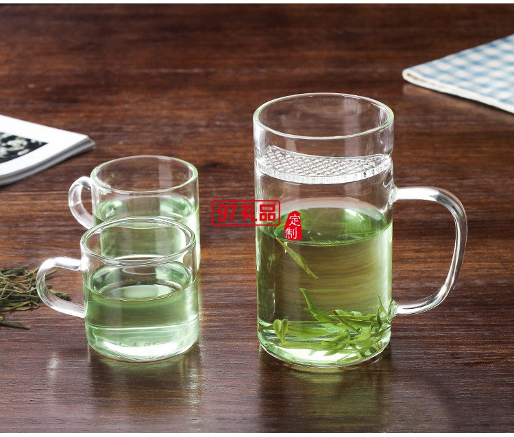 高鵬硅玻璃過濾泡茶杯加厚底月牙杯禮品杯子定制