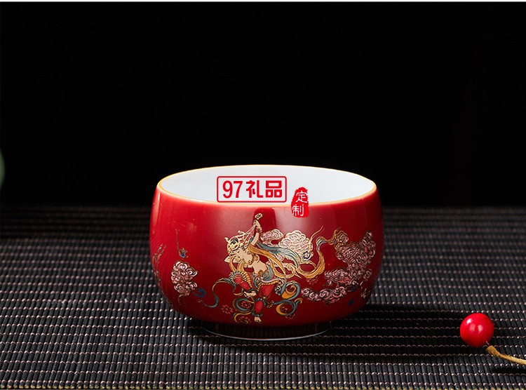 彩陶瓷主人杯茶杯品茗杯建盞大單杯功夫茶具禮品杯子定制