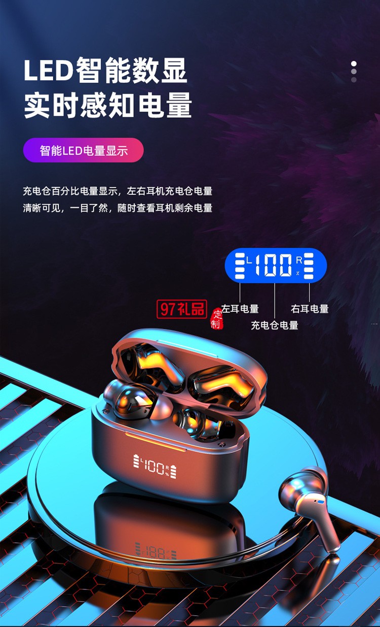 數(shù)顯藍(lán)牙耳機ENC主動降噪 運動游戲電競