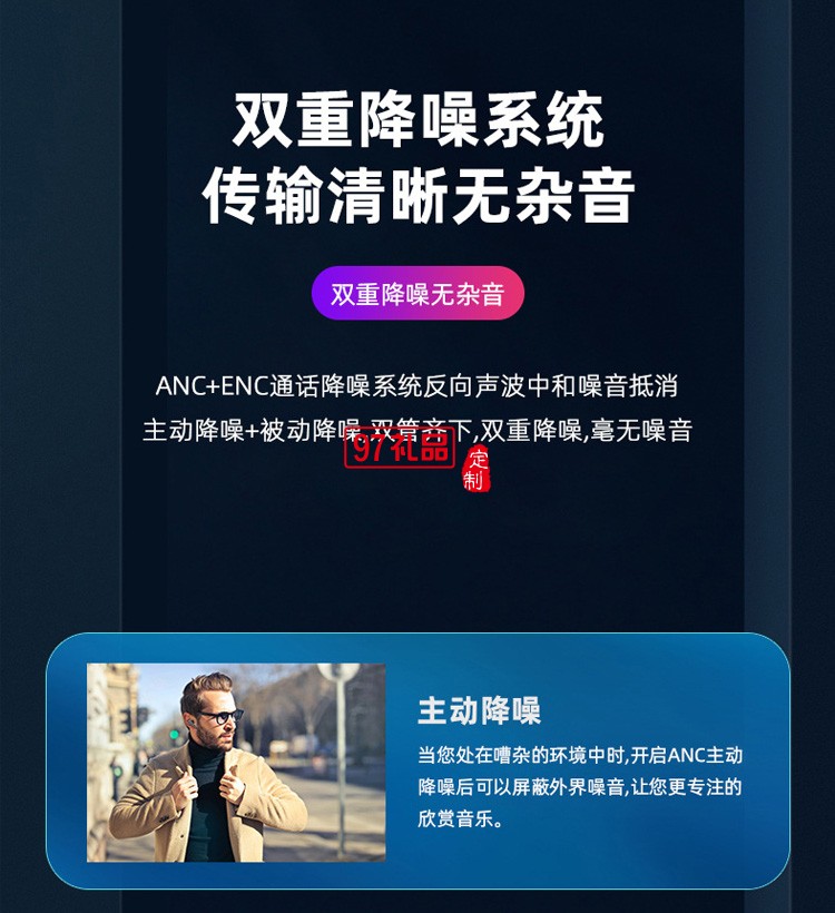 數(shù)顯藍(lán)牙耳機ENC主動降噪 運動游戲電競