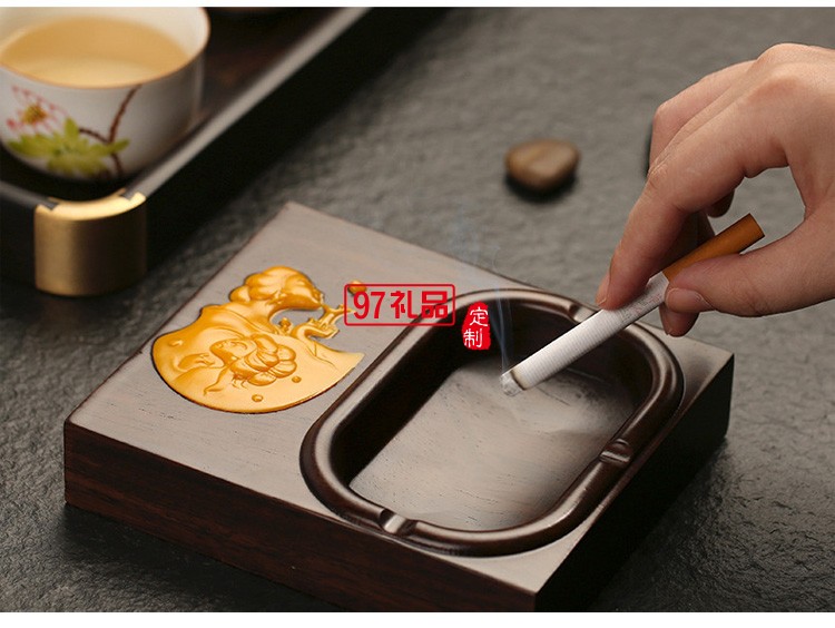 黑檀木煙灰缸中國(guó)風(fēng)創(chuàng)意禮品客廳辦公木質(zhì)煙灰缸