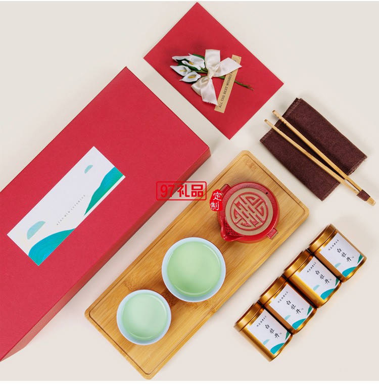 茶具禮盒套裝禮品定制送人企業(yè)商務(wù)女士結(jié)婚紅色簡(jiǎn)約精美禮品小套