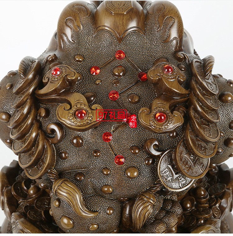 招財(cái)金蟾擺件仿木八方來財(cái)樹脂工藝品