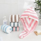 日系超細(xì)纖維加厚珊瑚絨陽離子干發(fā)帽可愛包頭巾吸水速干條紋浴帽