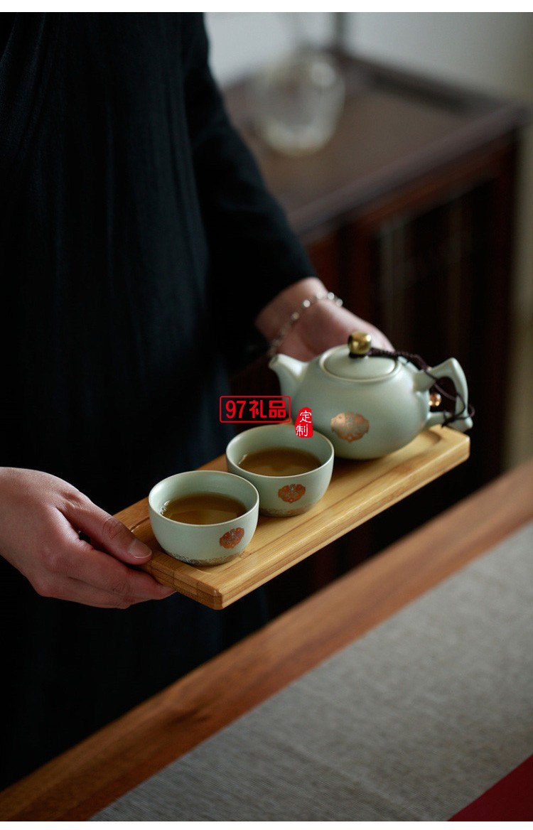 便攜式旅行茶具一壺兩杯戶(hù)外泡茶汝窯茶壺杯車(chē)載隨行套裝
