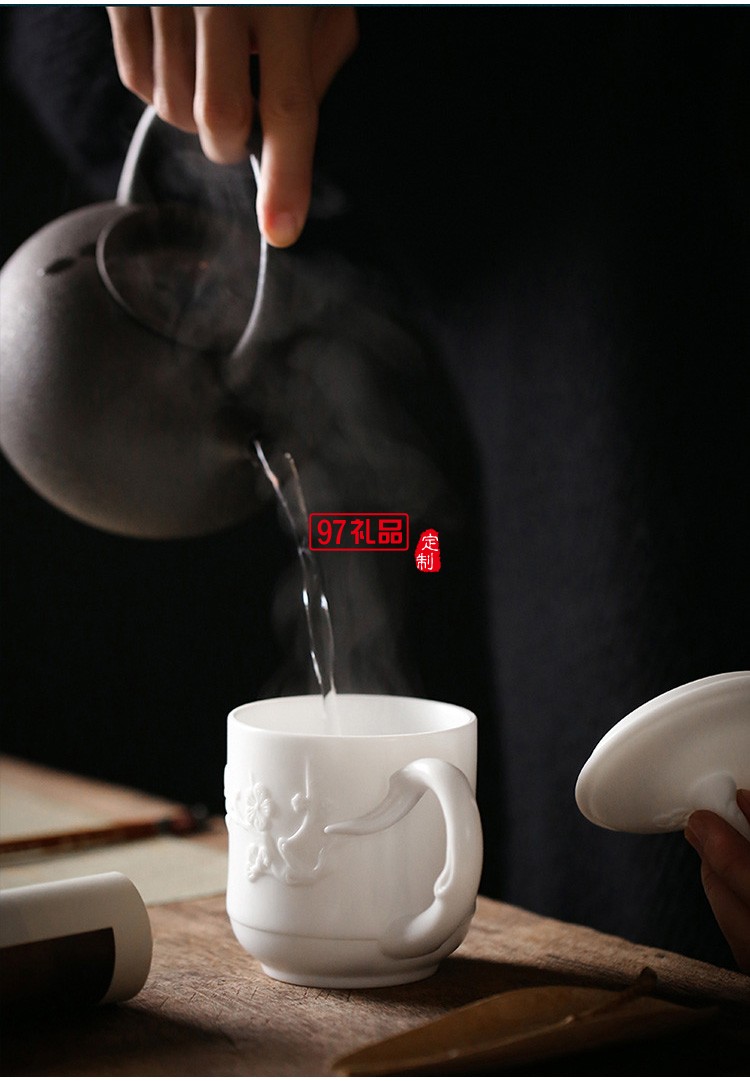 白瓷辦公杯中國白羊脂玉茶具主人杯個人杯商務(wù)禮品定制LOGO
