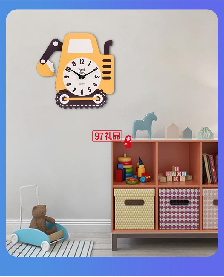 木質(zhì)卡通搖擺鐘 兒童房裝飾鐘表