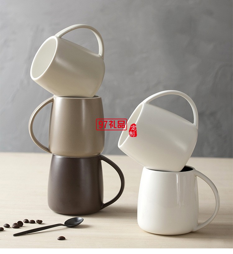 陶瓷水杯 創(chuàng)意馬克杯帶手柄辦公室情侶水杯會(huì)議杯 大容量簡(jiǎn)約水杯
