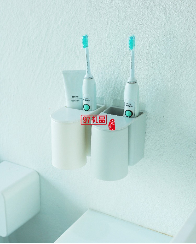 電動牙刷架免打孔壁掛塑料漱口杯牙膏牙刷套裝浴室置物架
