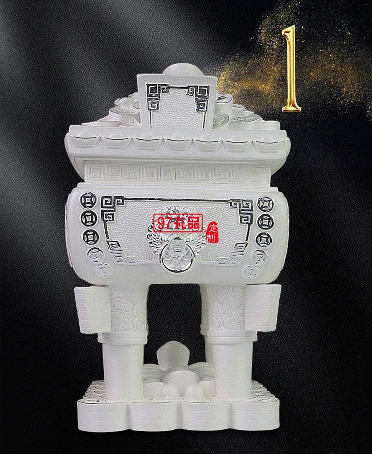 純銀招財(cái)寶鼎搬家喬遷工藝品開業(yè)禮品聚寶盆