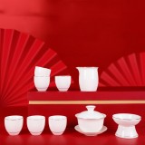 德化白瓷茶具套裝 羊脂玉功夫陶瓷茶具禮盒送客戶(hù)禮品定制