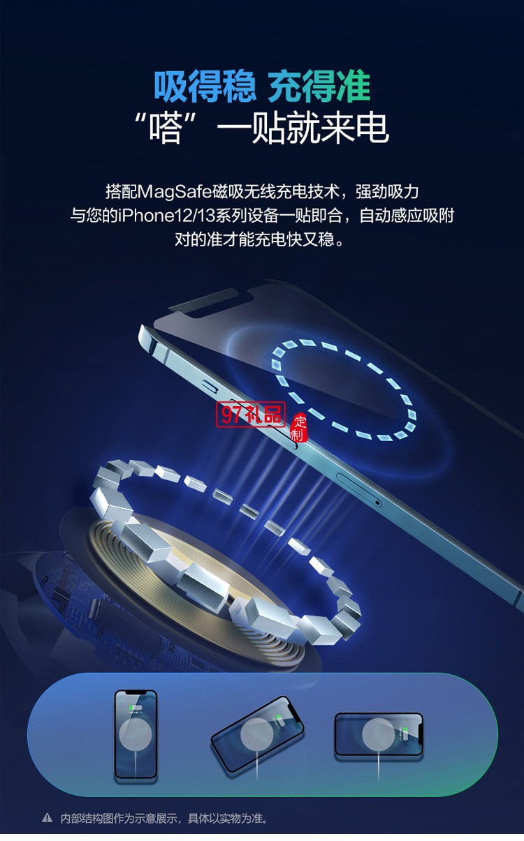 公牛充電器磁吸式無(wú)線充電器蘋(píng)果13充電板快充座定制公司廣告禮品