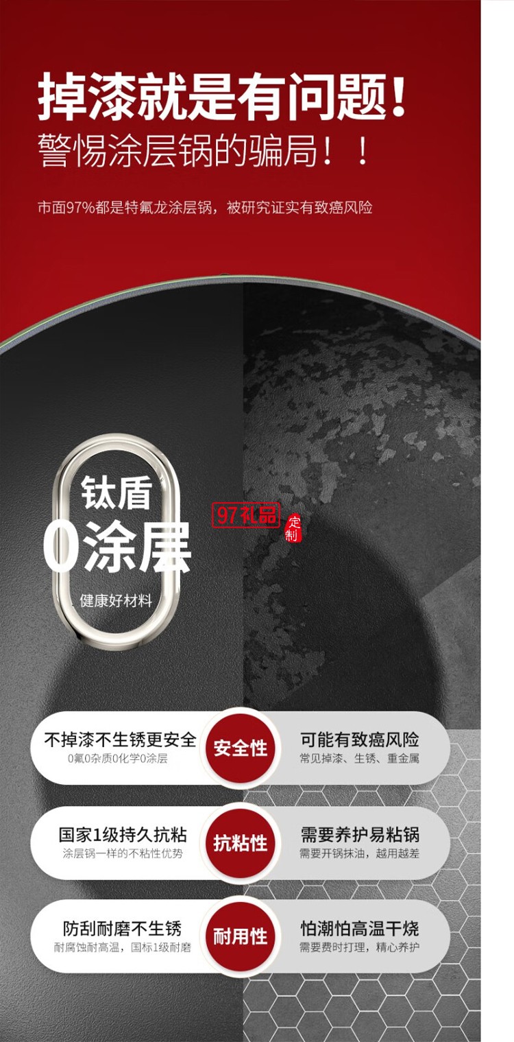 網紅無涂層鵝卵石不粘炒鍋32cm