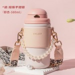 迪樂貝爾高顏值大容量帶吸管保溫水杯學生便攜隨手杯不銹鋼咖啡杯