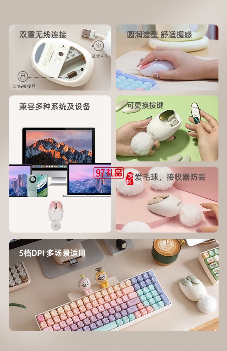 洛斐-OE904S 小瓣無線雙模鼠標(biāo)-小薔薇