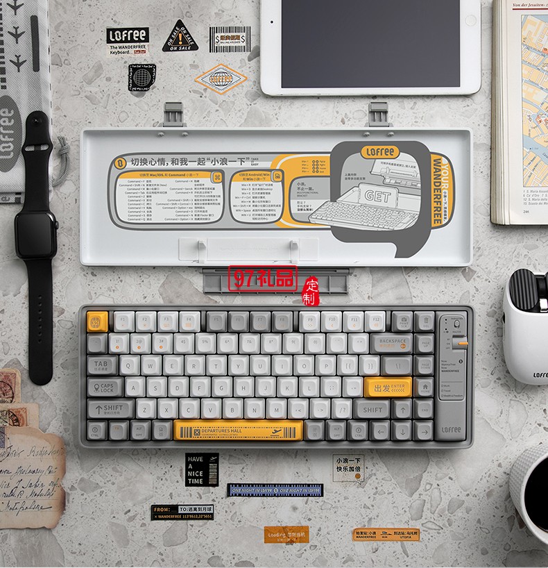 Lofree洛斐  機械電子多功能鍵盤灰色系列