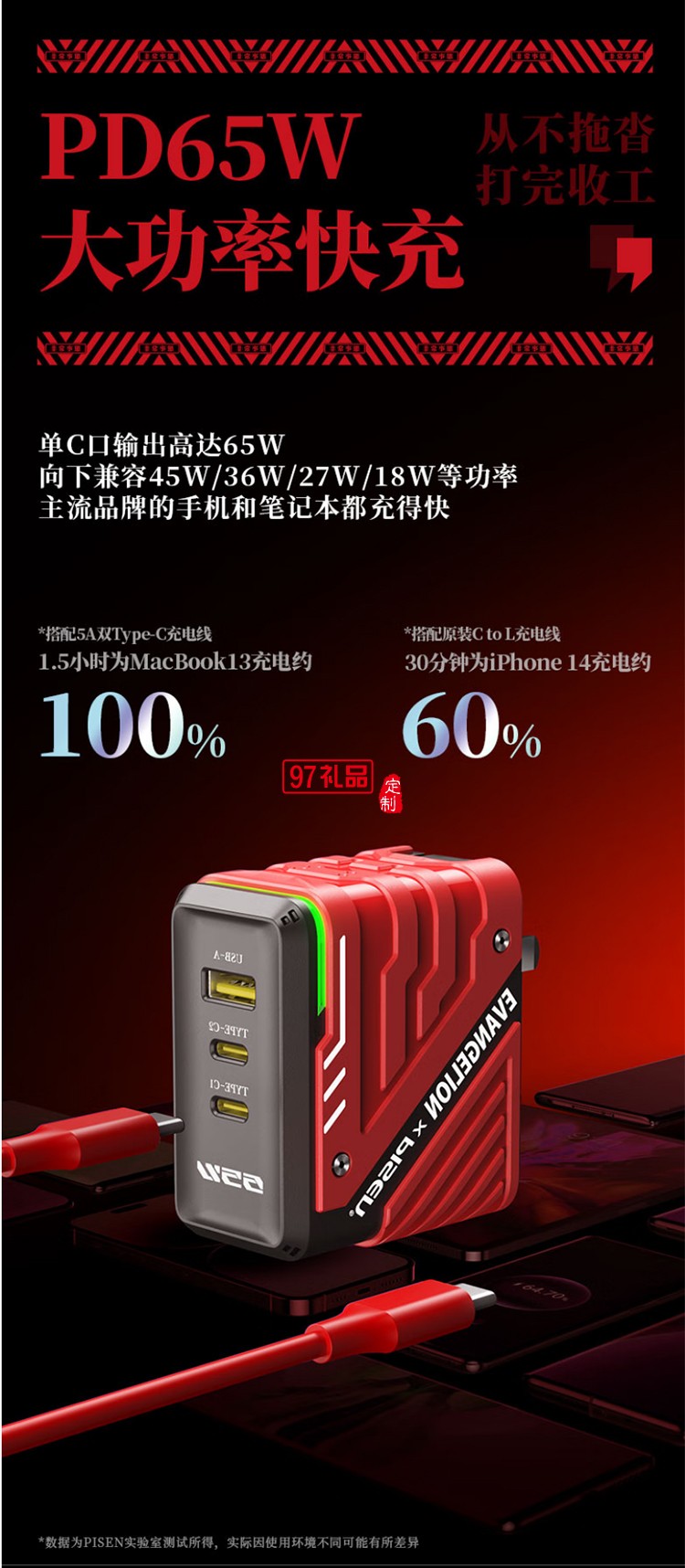 EVA聯(lián)名 65W快充 氮化鎵 2C1A