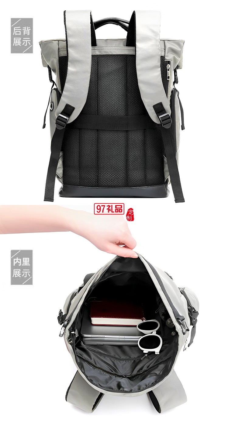 君華仕 GENVAS男士雙肩背包商務(wù)旅行出差大容量手提包