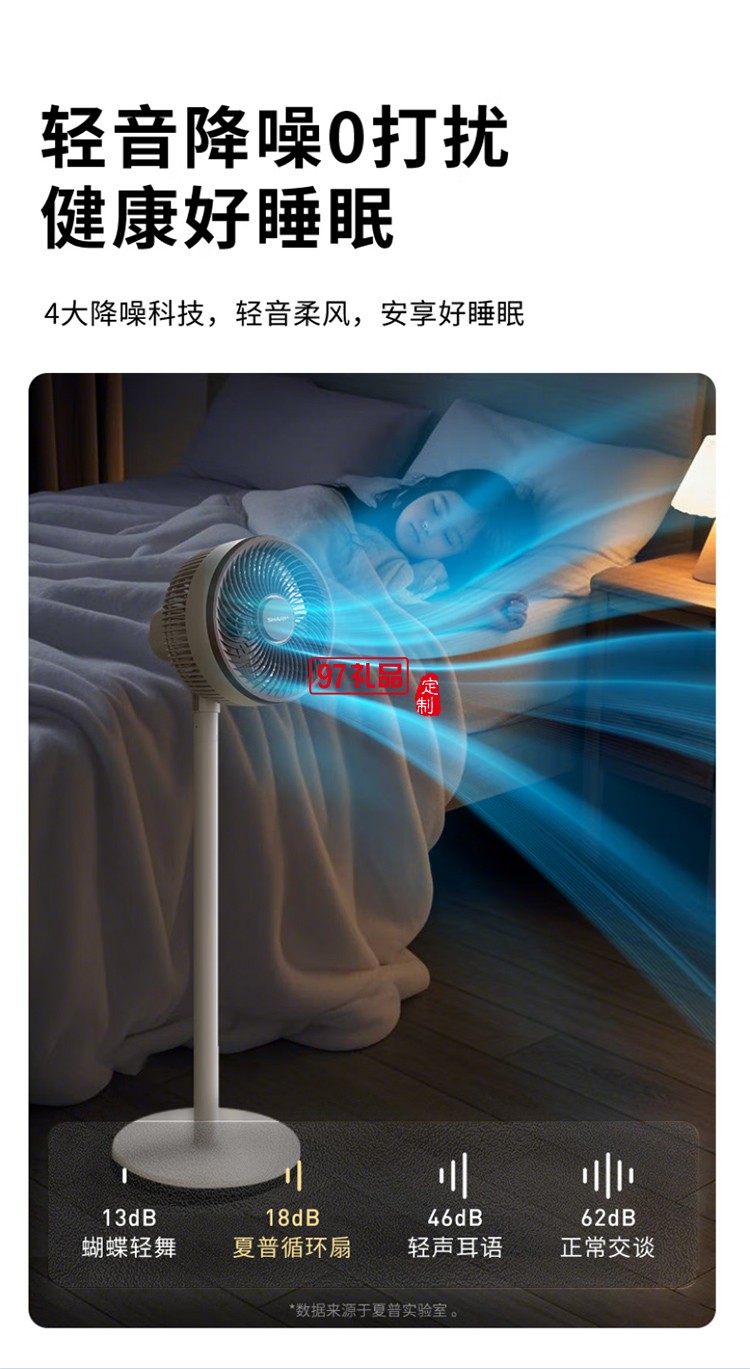 夏普空氣循環(huán)扇語(yǔ)音遙控家用臺(tái)地兩用扇低噪電風(fēng)扇搖頭渦輪對(duì)流大風(fēng)力風(fēng)扇