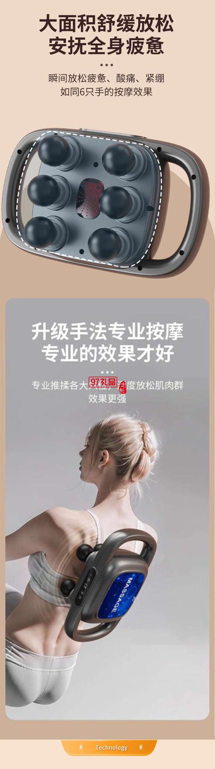 六頭筋膜槍多功能按摩器專(zhuān)業(yè)級(jí)四高頻震動(dòng)按摩肌肉放松家用