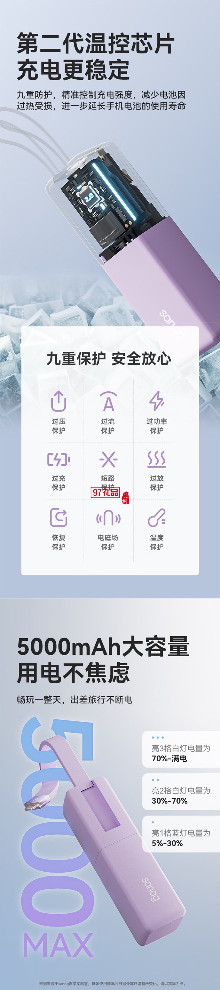 K30充電寶充電器自帶線四合一能量棒蘋(píng)果華為快充帶插頭移動(dòng)電源大容量迷